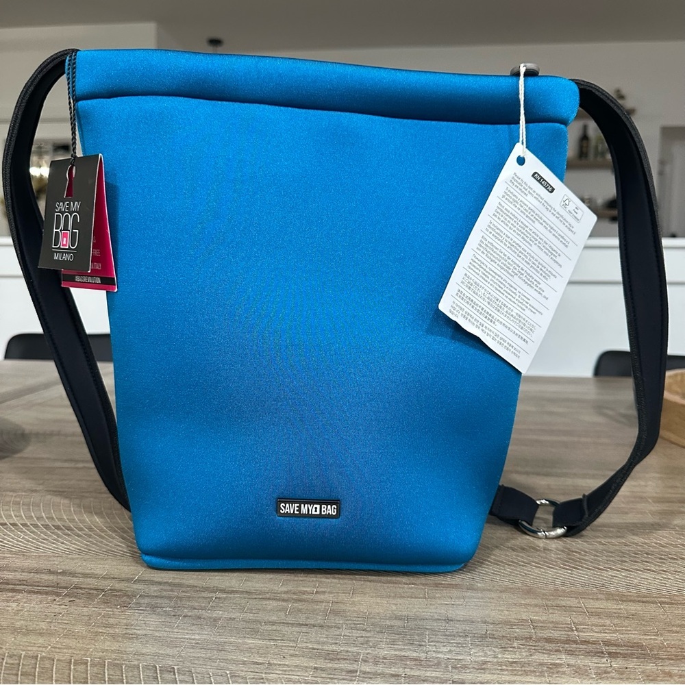 NWT Save My Bag T-Oilvia tote bag Metallics Blu Fondale - Picture 2 of 16